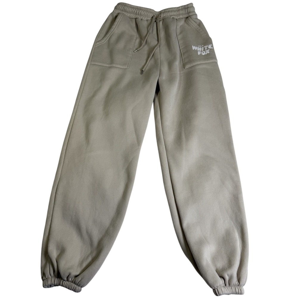White Fox Boutique Sweatpants Women Small Tan Excellent Vol 3 Oversized Joggers